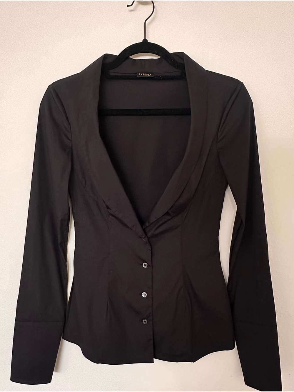 La Perla Black Corset-Style Fitted Shirt Blouse IT 36B